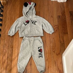 Kids Grey Minnie Mouse Hoodie & Joggers Set-2T